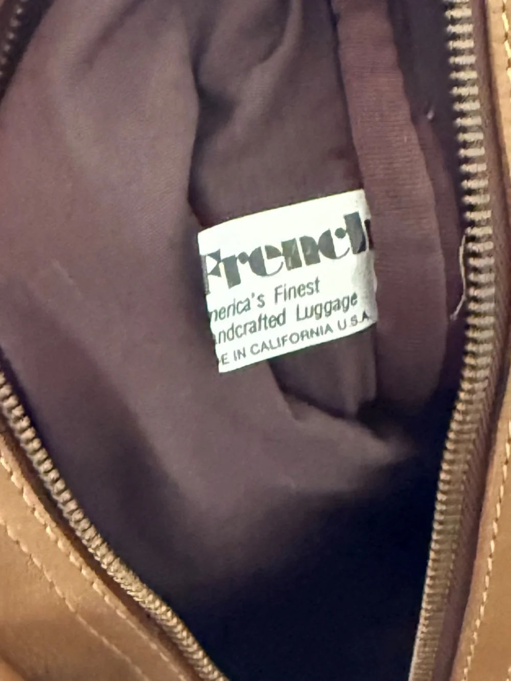 FRENCH California Leather Weekender Duffle Bag Tan Leather Travel Bag
